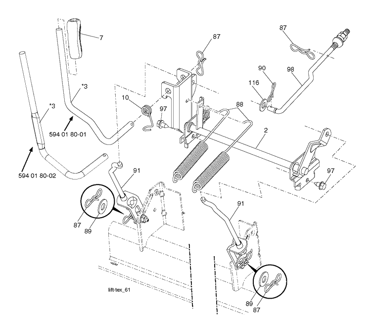 Mower Lift / Deck Lift Diagram and Parts List for YTH24V54 (96045006400)(2017-06) Husqvarna Lawn Tractor