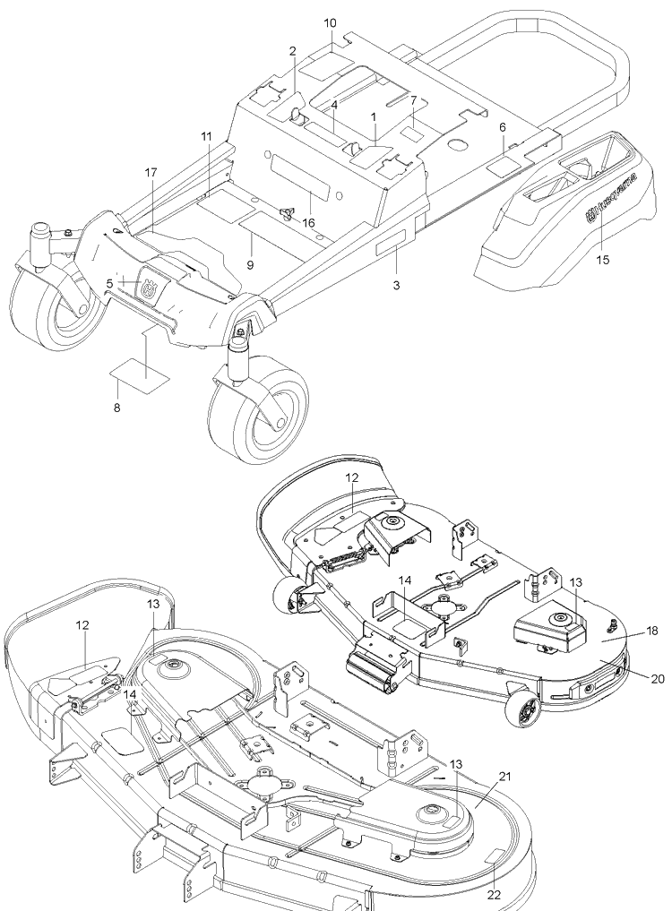 Decals Diagram and Parts List for  Husqvarna Lawn Mower
