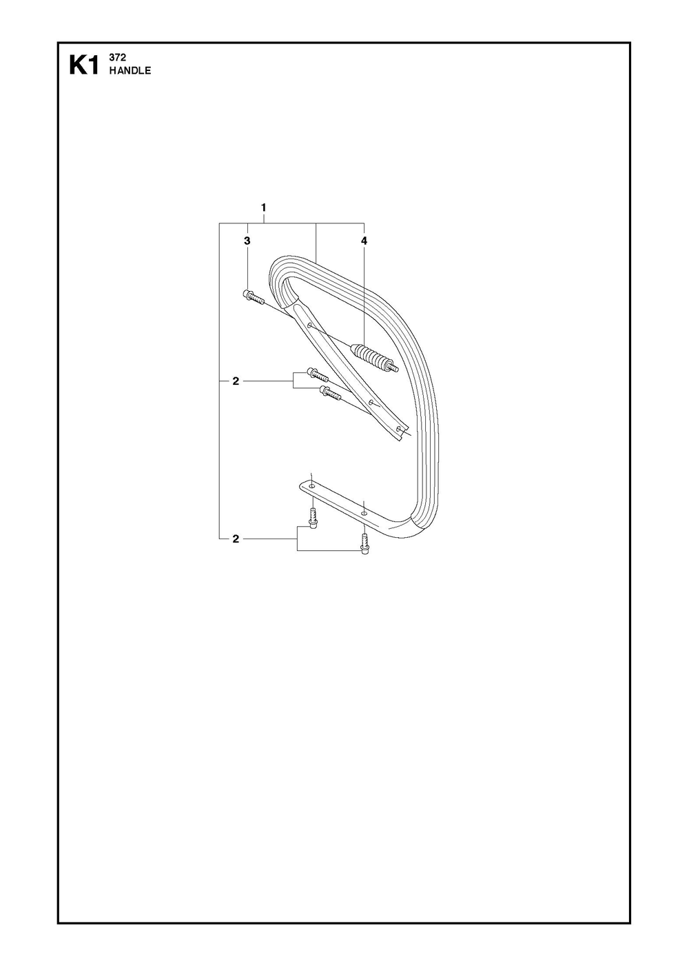 Handle Diagram and Parts List for 372 XP W - 372 XP GW Husqvarna Chainsaw