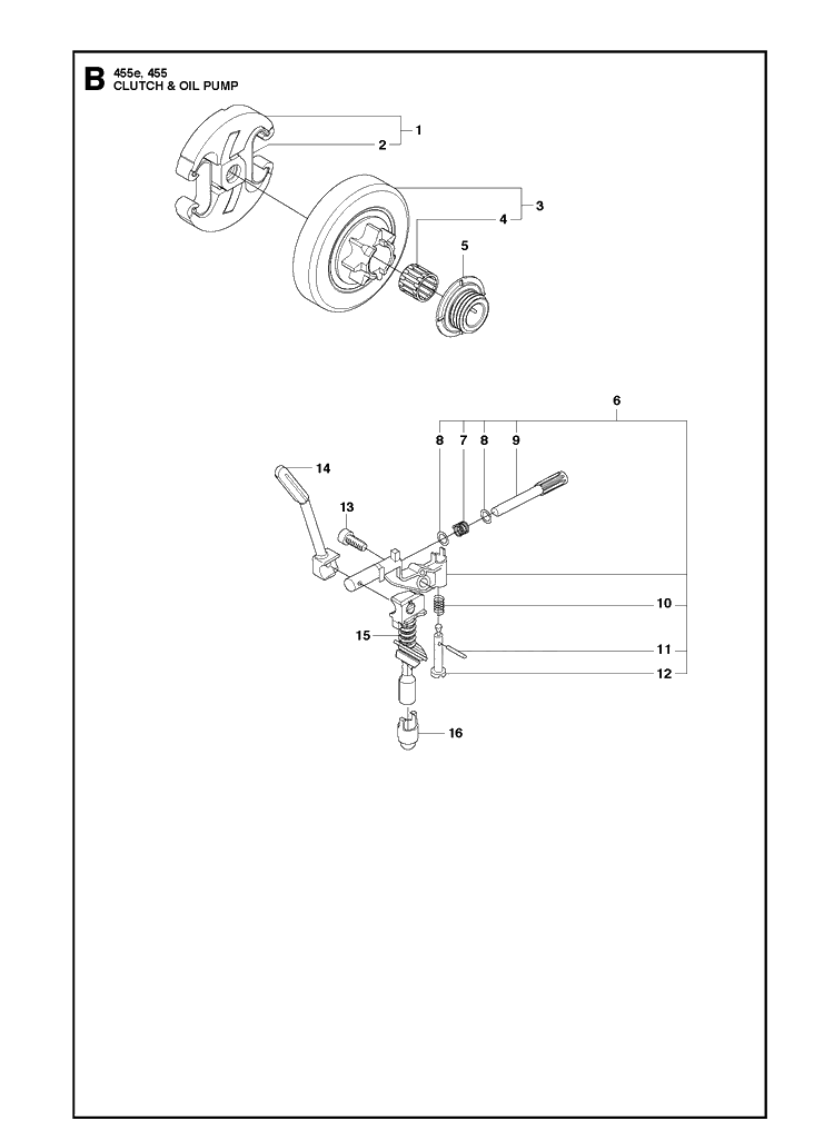 Clutch Oil Pump Diagram and Parts List for 2013-01 Husqvarna Chainsaw