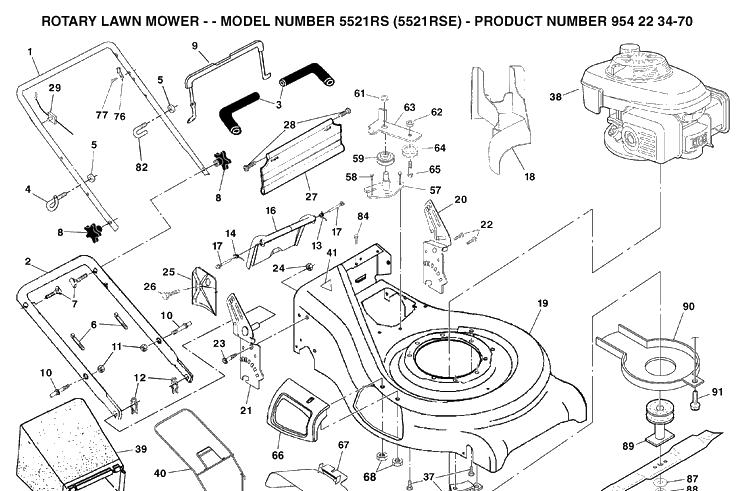 Repair Parts Diagram and Parts List for (954223270)(2004-07) Husqvarna Lawn Mower
