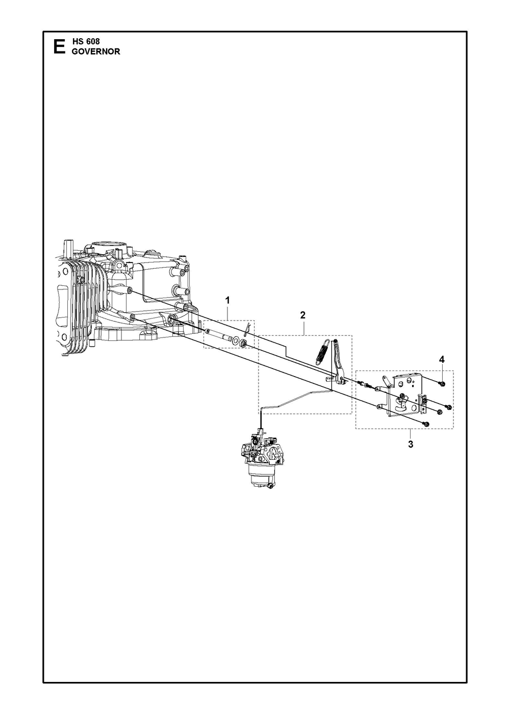 Governor Diagram and Parts List for  Husqvarna Engine