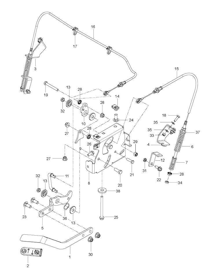 Parking Brake 2 Diagram and Parts List for (96766600100)(2017-02) Husqvarna Lawn Mower