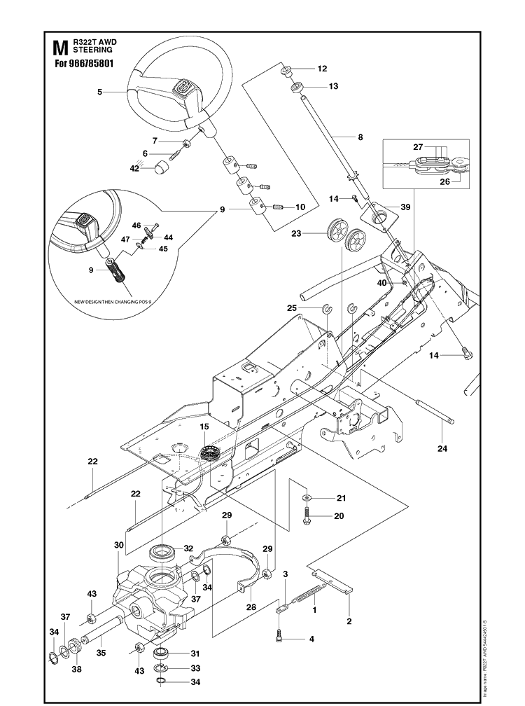 Steering 2 Diagram and Parts List for AWD Husqvarna Lawn Mower