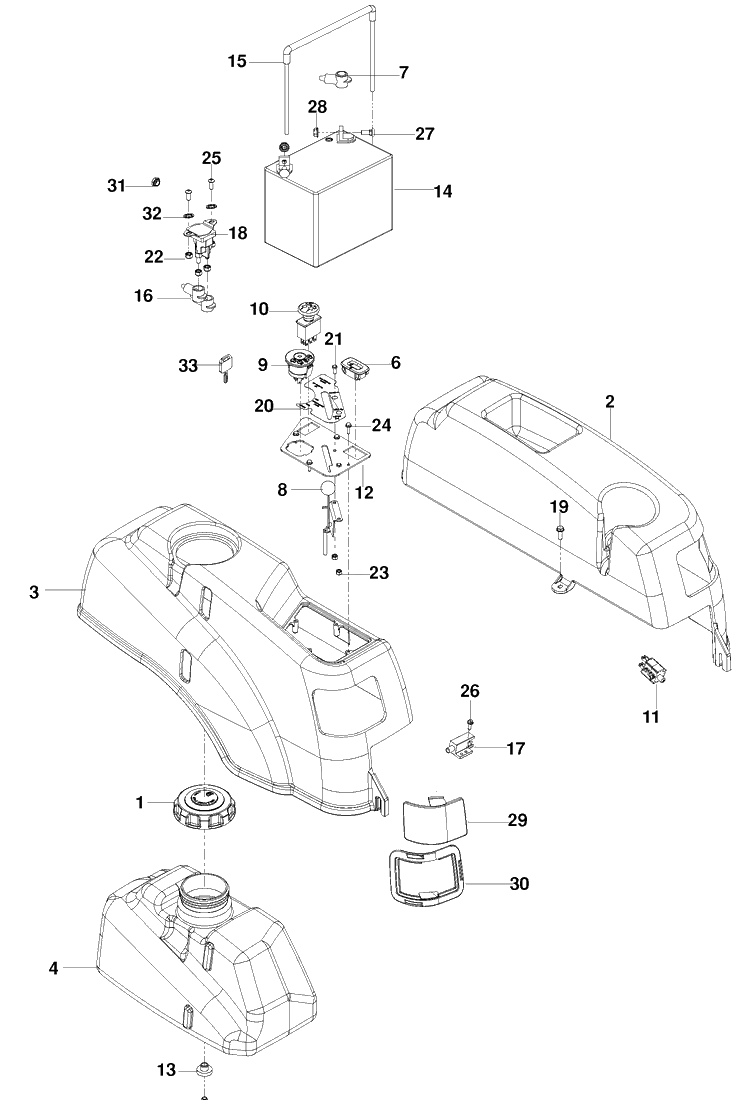 Ignition Diagram and Parts List for (96521501)(2010-01) Husqvarna Lawn Mower