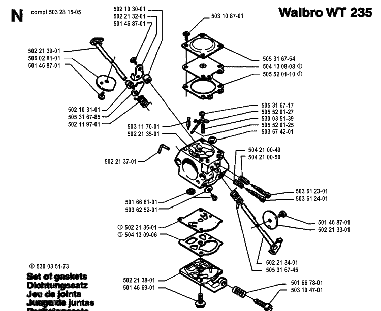 Carburetor Details Diagram and Parts List for 19942300001-19951000000 Husqvarna Edger