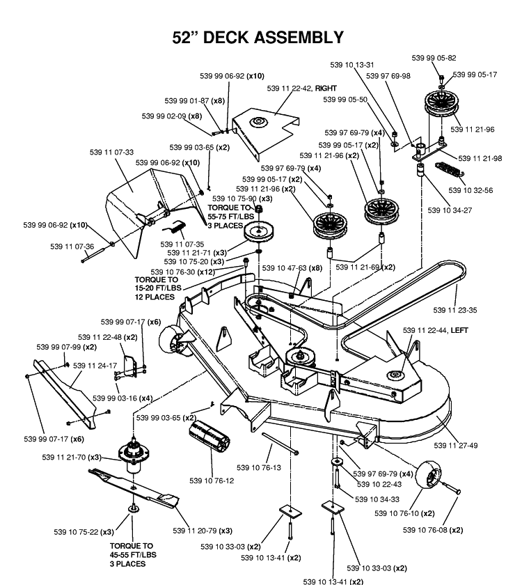 52 Inch/132cm Cutting Deck Diagram and Parts List for (968999374)(2006-02) Husqvarna Lawn Mower