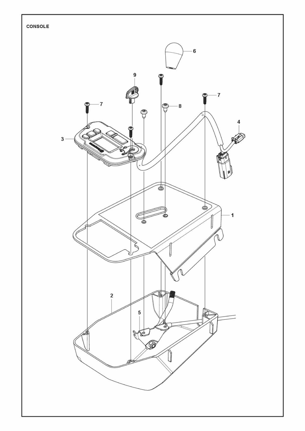 Console Diagram and Parts List for Z380 Husqvarna Lawn Tractor