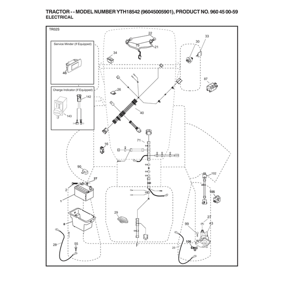 Electrical Diagram and Parts List for  Husqvarna Lawn Tractor
