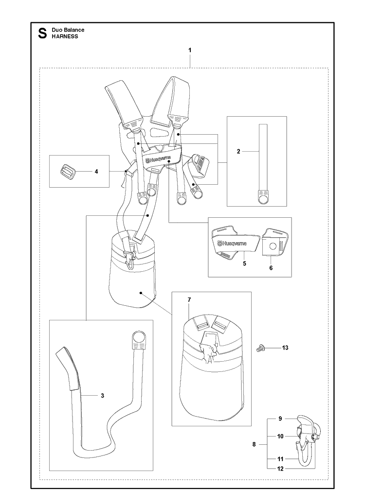 Harness Diagram and Parts List for 2013-03 Husqvarna Brush Cutter