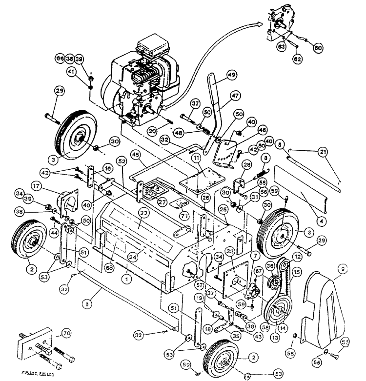 Body Assembly Diagram and Parts List for (539104746-02)(2000-05) Husqvarna Dethatcher