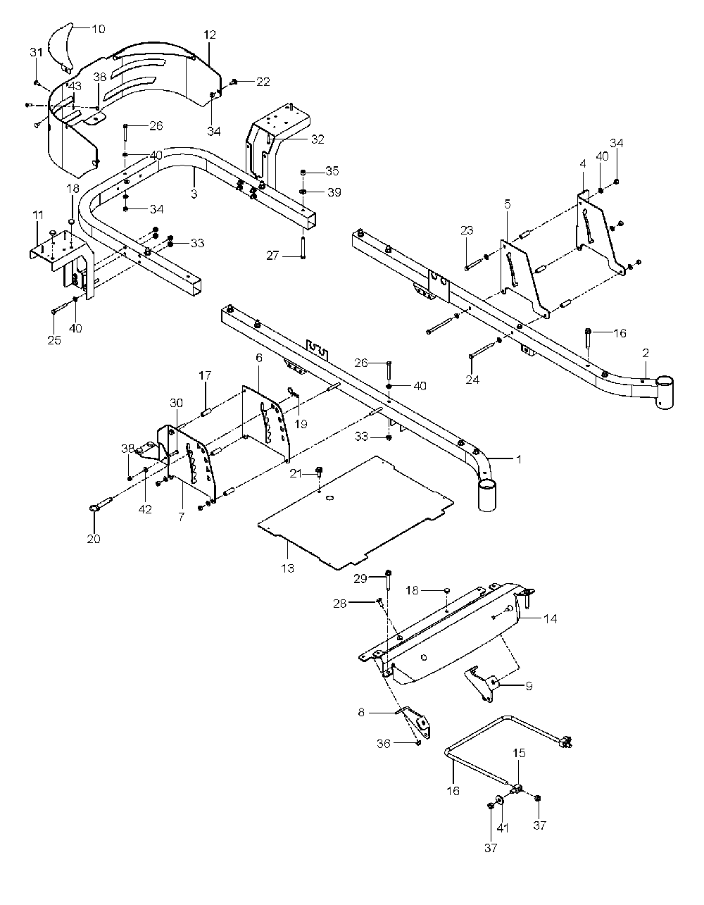 Frame Diagram and Parts List for 2009-09 Husqvarna Lawn Tractor