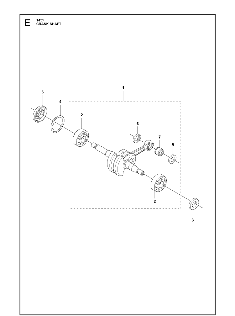 Crankshaft Diagram and Parts List for  Husqvarna Chainsaw