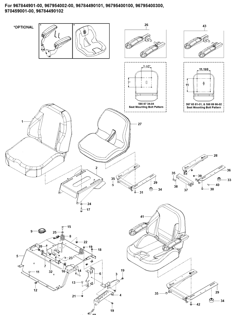 Seat 2 Diagram and Parts List for  Husqvarna Lawn Mower