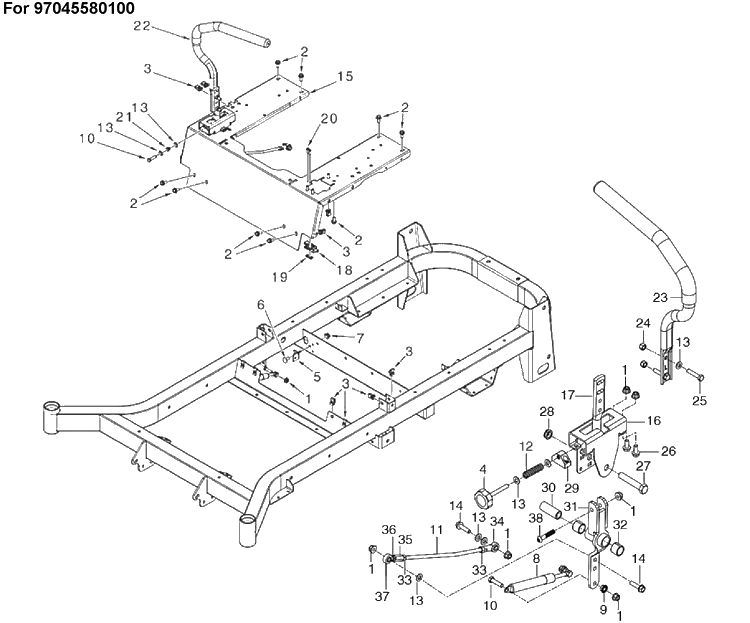 Steering 2 Diagram and Parts List for (97045580100)(2019-12) Husqvarna Lawn Mower