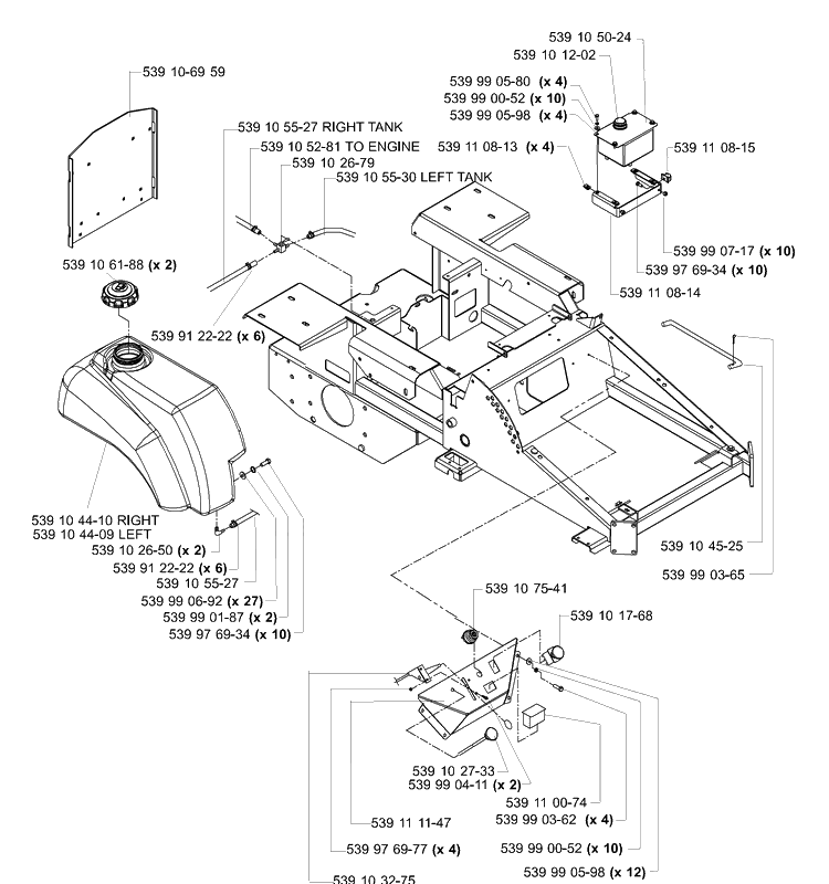 Main Frame Assembly (Part 2) Diagram and Parts List for IZ5225TSPKOA 2006-02 Husqvarna Lawn Mower