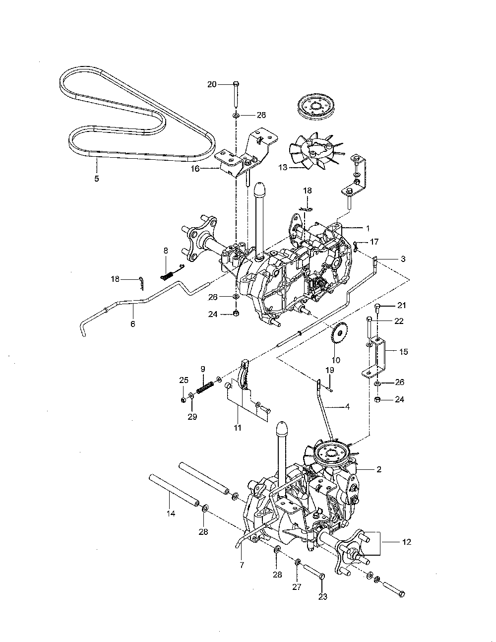 Hydraulic pump-motor Diagram and Parts List for  Husqvarna Lawn Mower