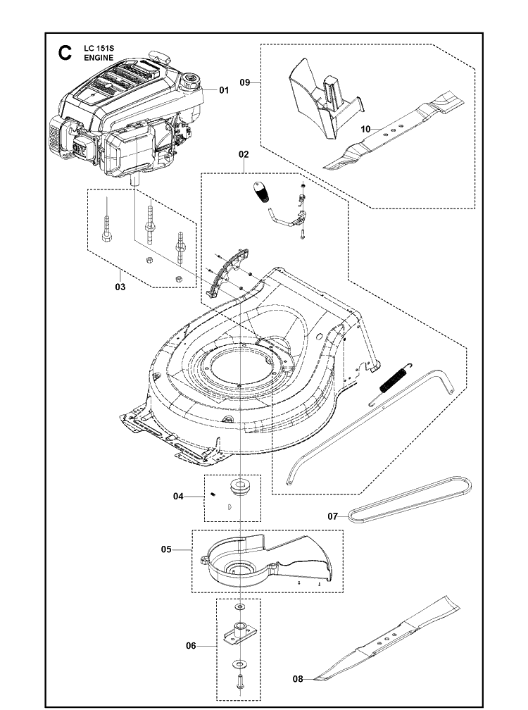 Engine Diagram and Parts List for 970488402 Husqvarna Lawn Mower