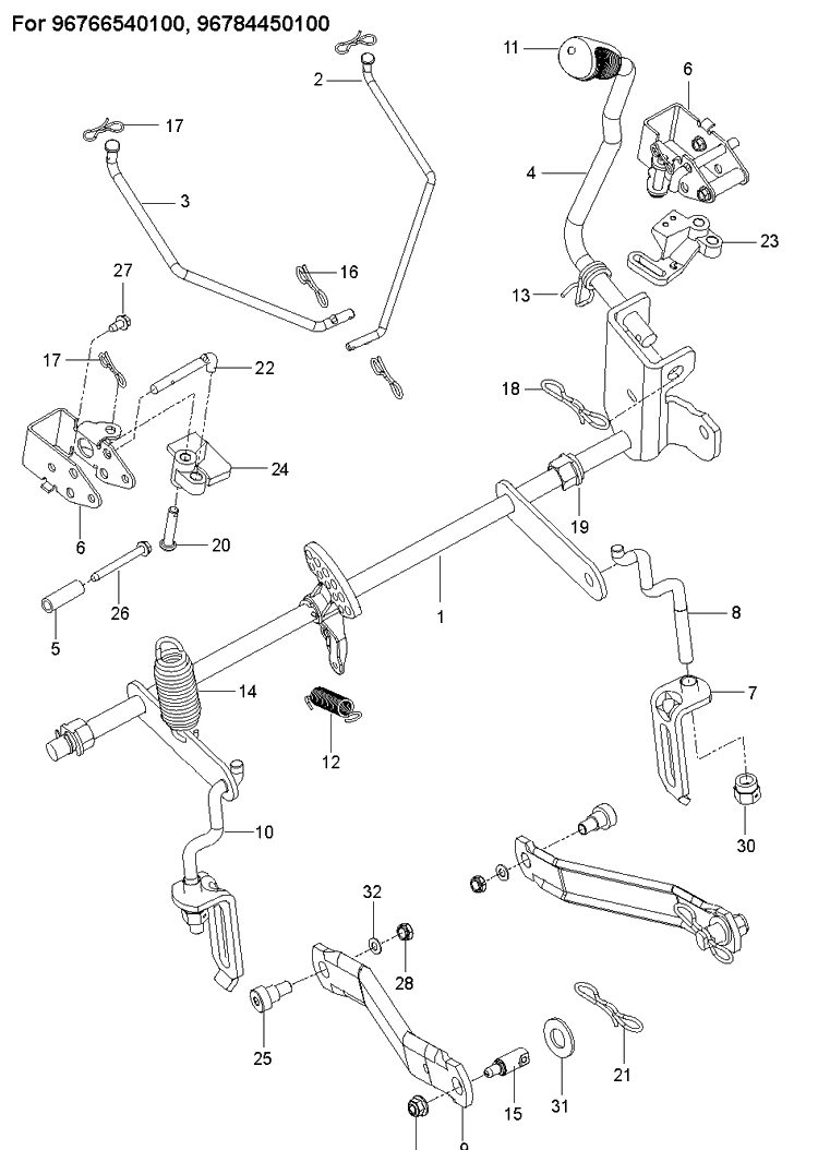 Mower Lift / Deck Lift Diagram and Parts List for  Husqvarna Lawn Mower