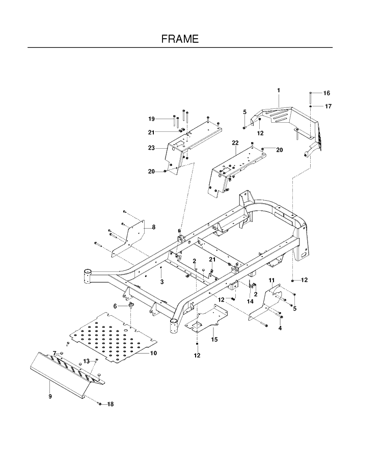 Frame 21 Diagram and Parts List for (97045580100)(2019-12) Husqvarna Lawn Mower