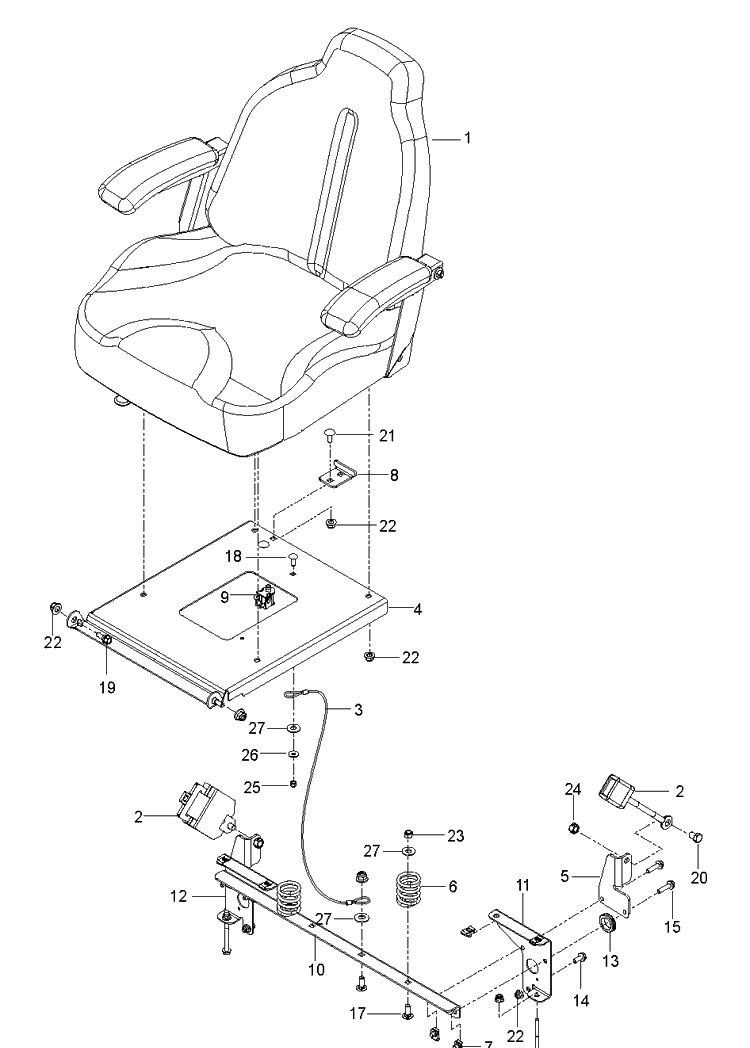 Seat Diagram and Parts List for (970467701-00)(2020-04) Husqvarna Lawn Mower