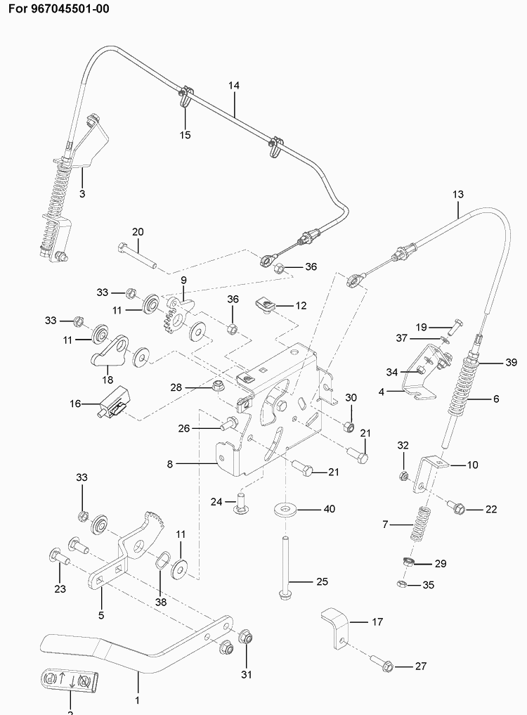 Parking Brake Diagram and Parts List for  Husqvarna Lawn Mower
