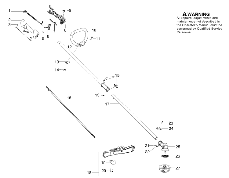 Shaft And Handle Diagram and Parts List for 2010-03 Husqvarna Trimmer
