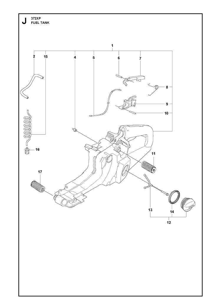 Fuel Tank 7 Diagram and Parts List for XPG Husqvarna Chainsaw