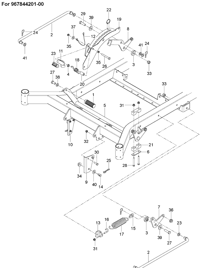 Mower Lift / Deck Lift Diagram and Parts List for  Husqvarna Lawn Mower
