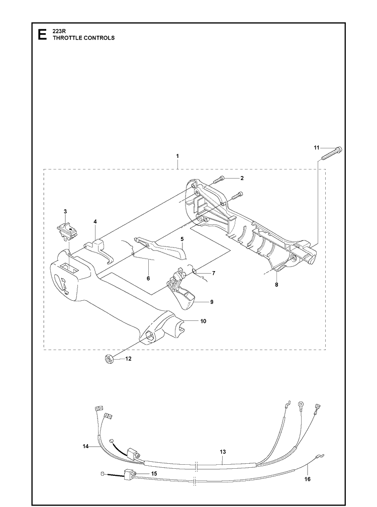 Throttle Controls Diagram and Parts List for 20060100001-Current Husqvarna Brush Cutter