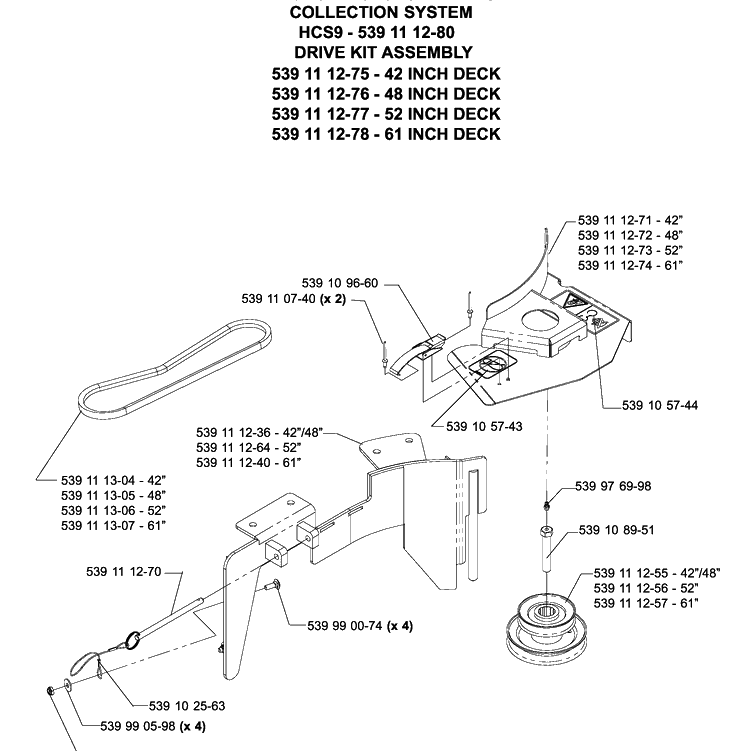 Accessories Hcs9 Collection System Drive Kit Diagram and Parts List for IZ5225TXPKOA (968999307)(2005-12) Husqvarna Lawn Mower