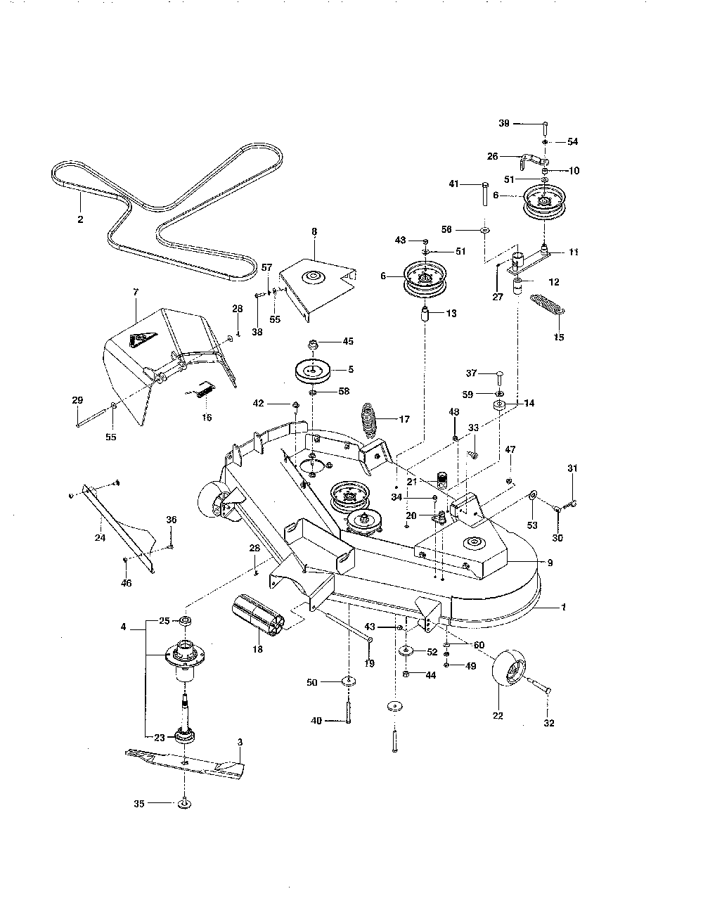 Mower deck / cutting deck Diagram and Parts List for  Husqvarna Lawn Mower