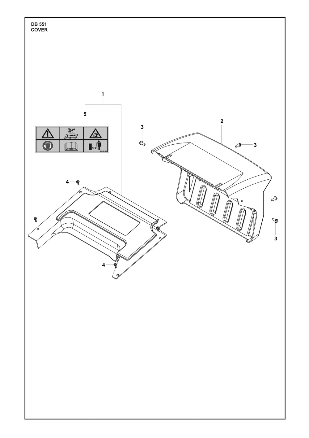 Cover Diagram and Parts List for DB551  Husqvarna Lawn Mower