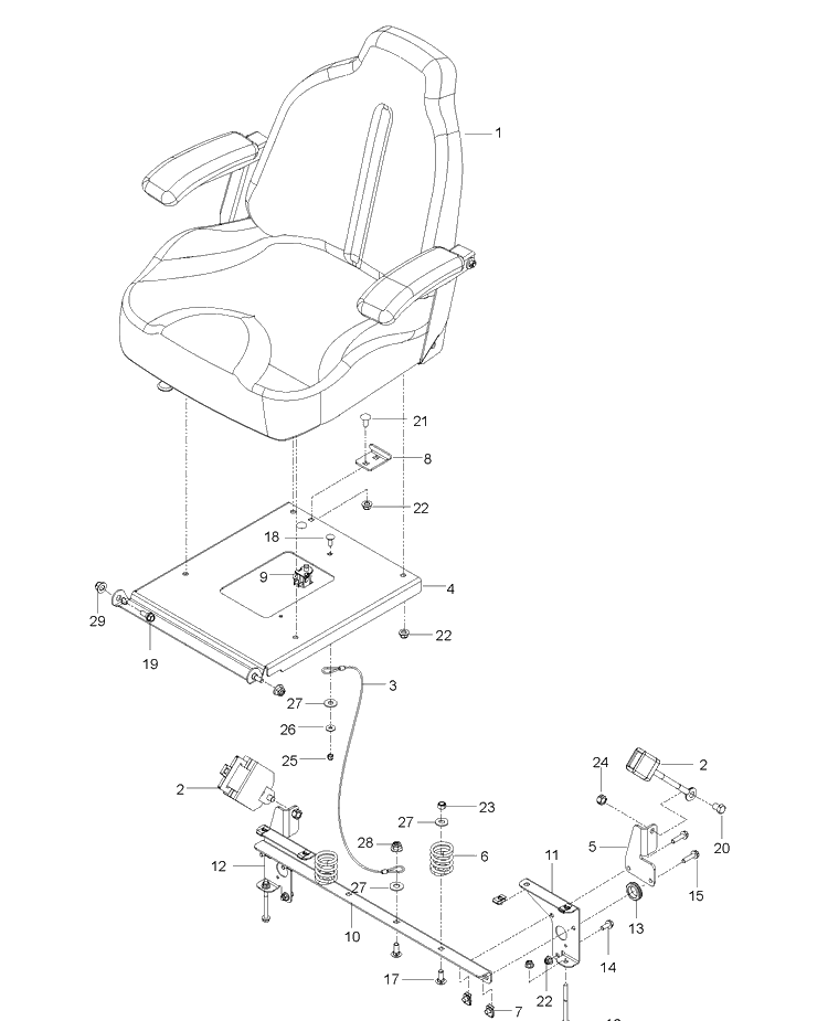Seat Diagram and Parts List for  Husqvarna Lawn Mower