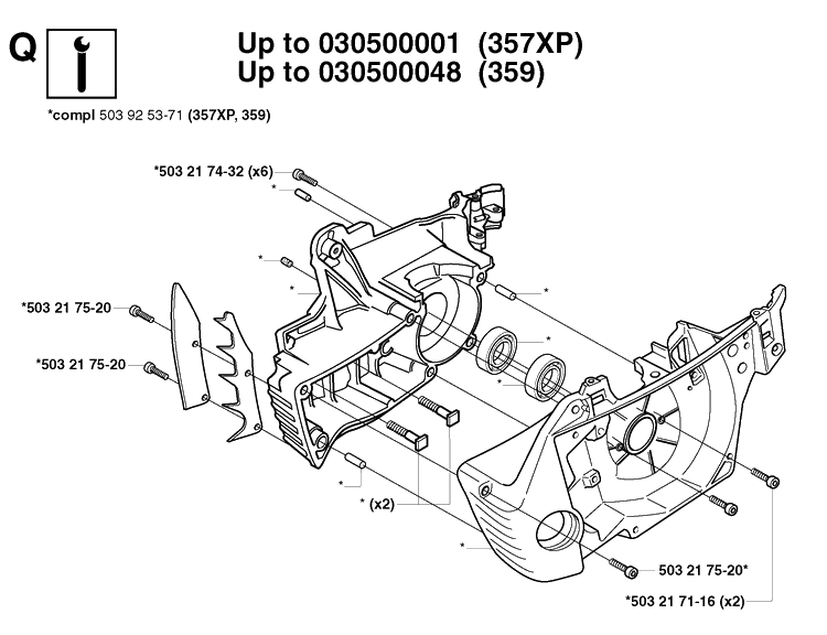 Service Updates Diagram and Parts List for 20031400001-20042099999 Husqvarna Chainsaw