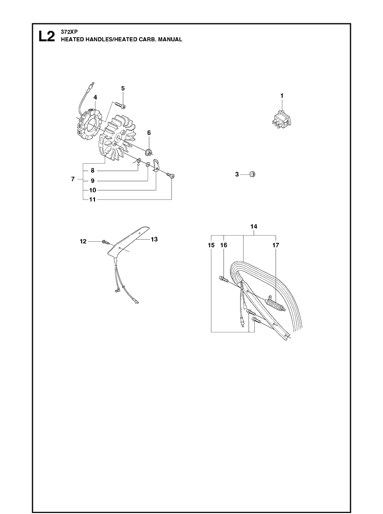 Handles Heated 15 Diagram and Parts List for XPG Husqvarna Chainsaw