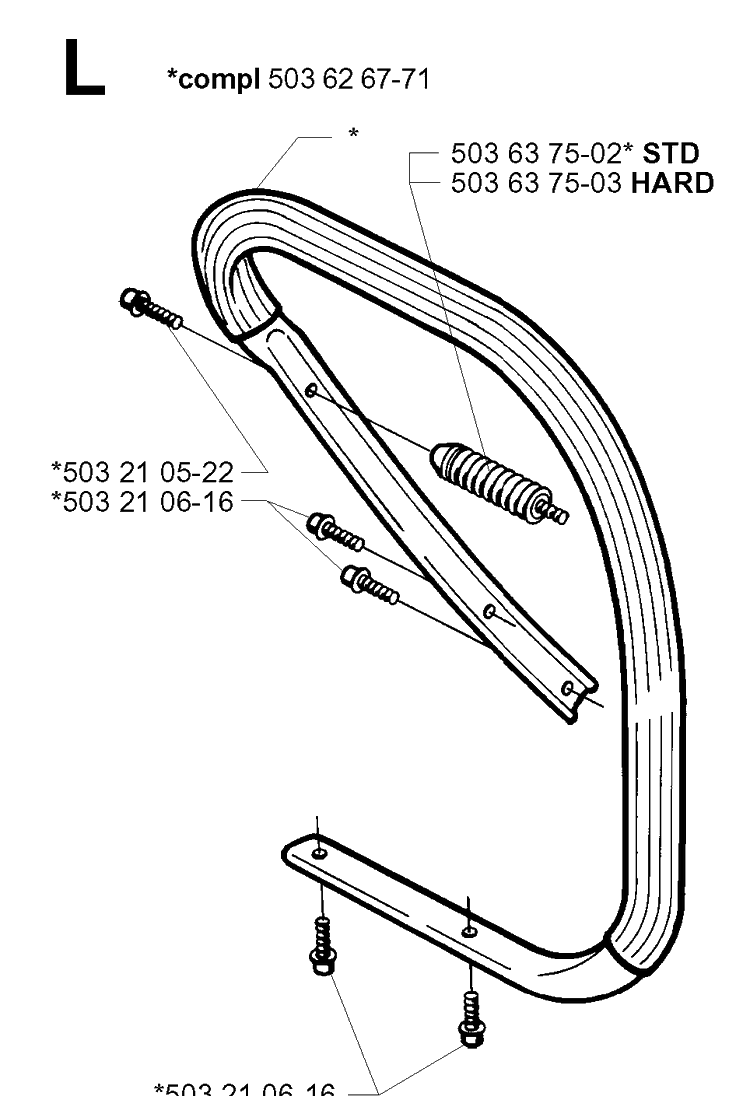 Handle 2 Diagram and Parts List for 19994500001-20014000000 Husqvarna Chainsaw