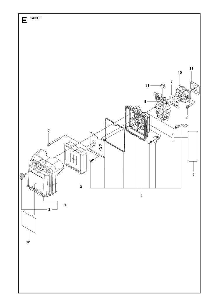 Carburetor And Air Filter Diagram and Parts List for  Husqvarna Leaf Blower / Vacuum