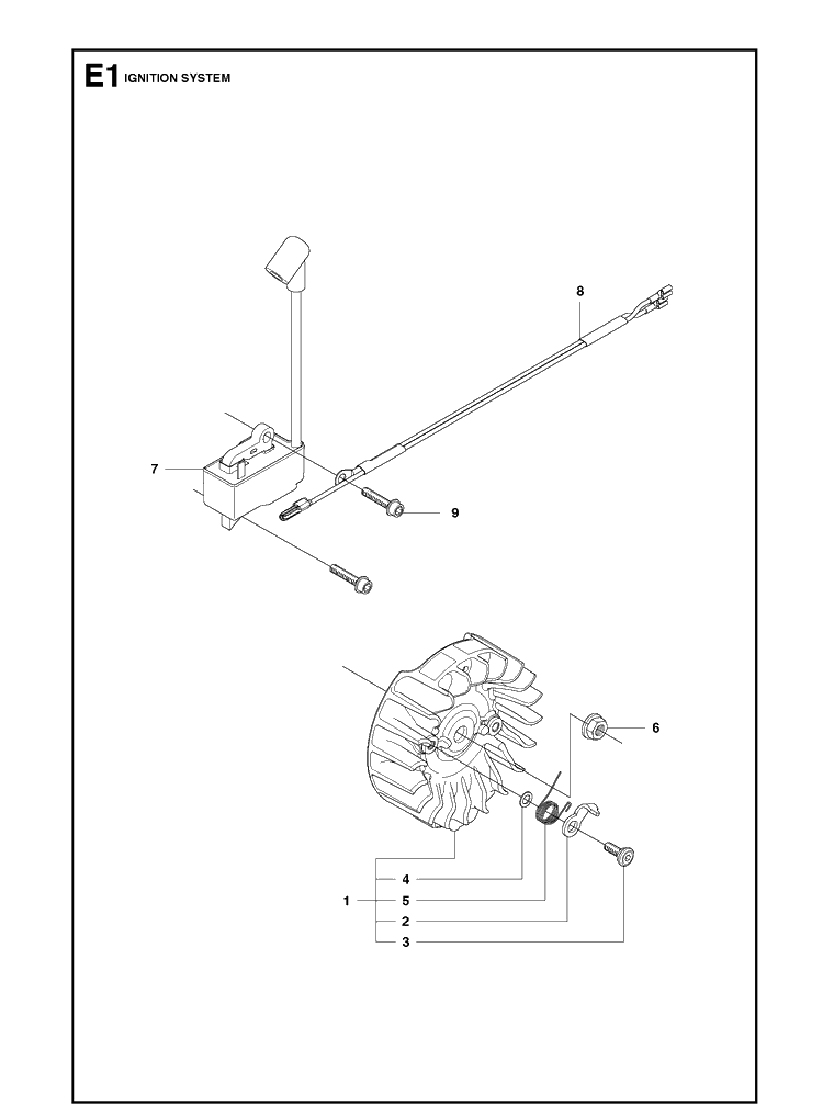 Ignition System Diagram and Parts List for RancherII Husqvarna Chainsaw