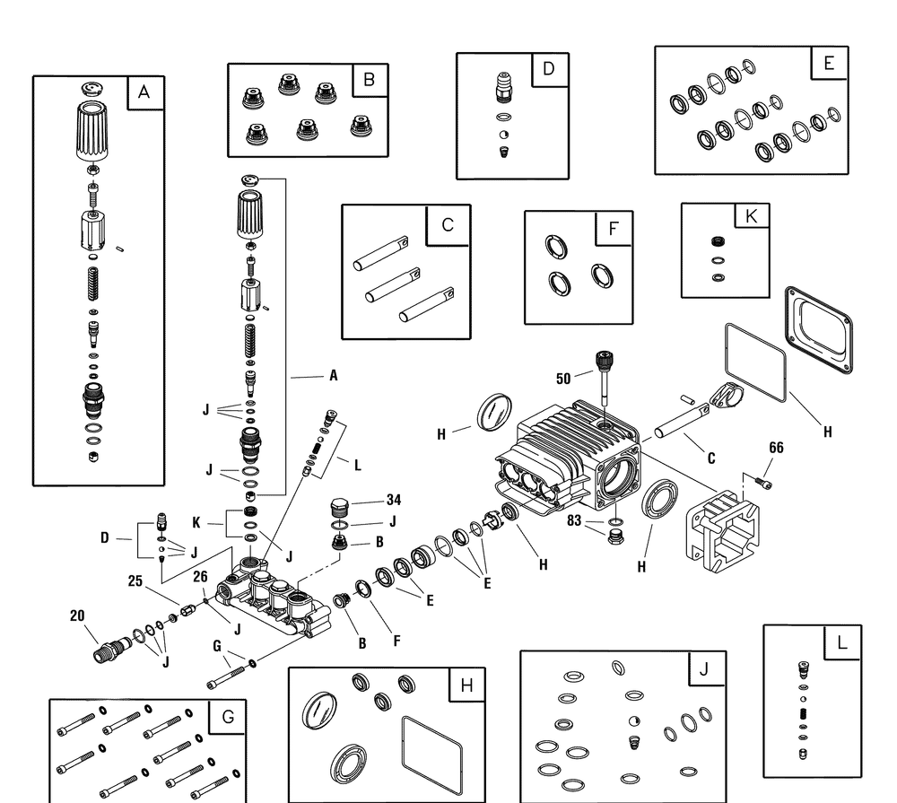 Pump (316158) Diagram and Parts List for  Husqvarna Pressure Washer