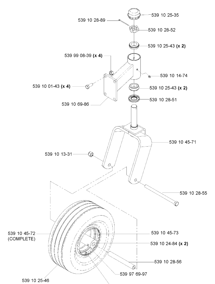 Caster Arm Diagram and Parts List for IZ5223 (968999257)(2005-03) Husqvarna Lawn Mower