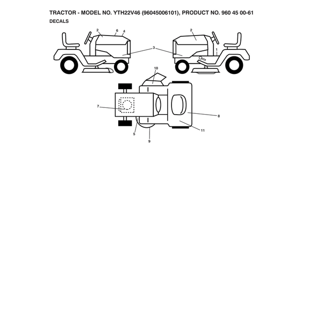 Decals Diagram and Parts List for  Husqvarna Lawn Tractor