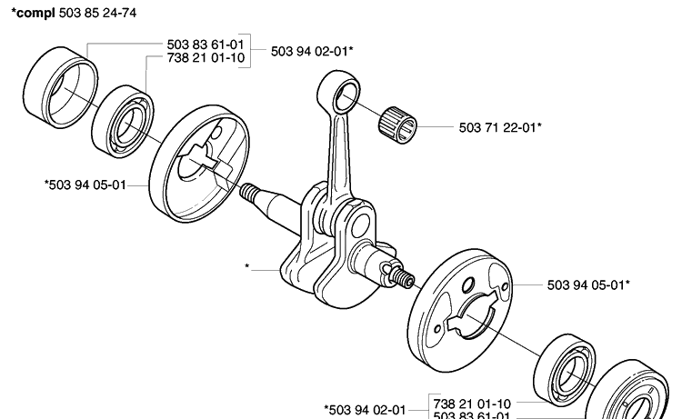 Crankshaft Diagram and Parts List for 2002-01 Husqvarna Trimmer
