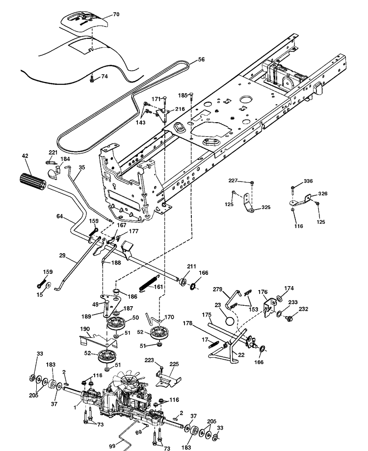 Drive Diagram and Parts List for 2017-12 Husqvarna Lawn Tractor