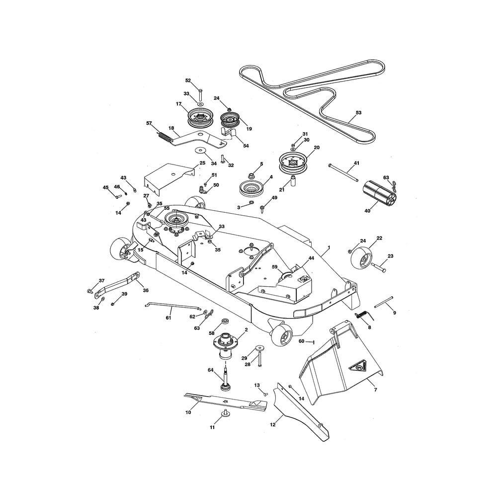 Mower Deck Diagram and Parts List for  Husqvarna Lawn Tractor