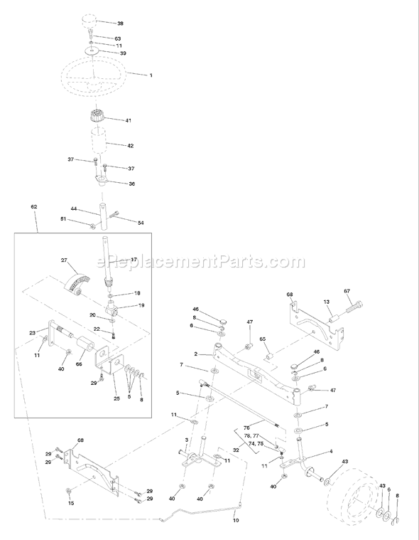 Page J Diagram and Parts List for (954140015A) (1999-05) Husqvarna Lawn Tractor