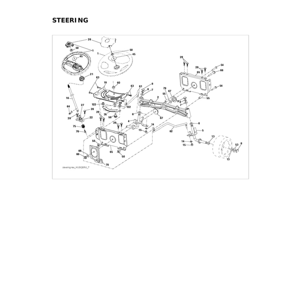 Steering Diagram and Parts List for  Husqvarna Lawn Tractor