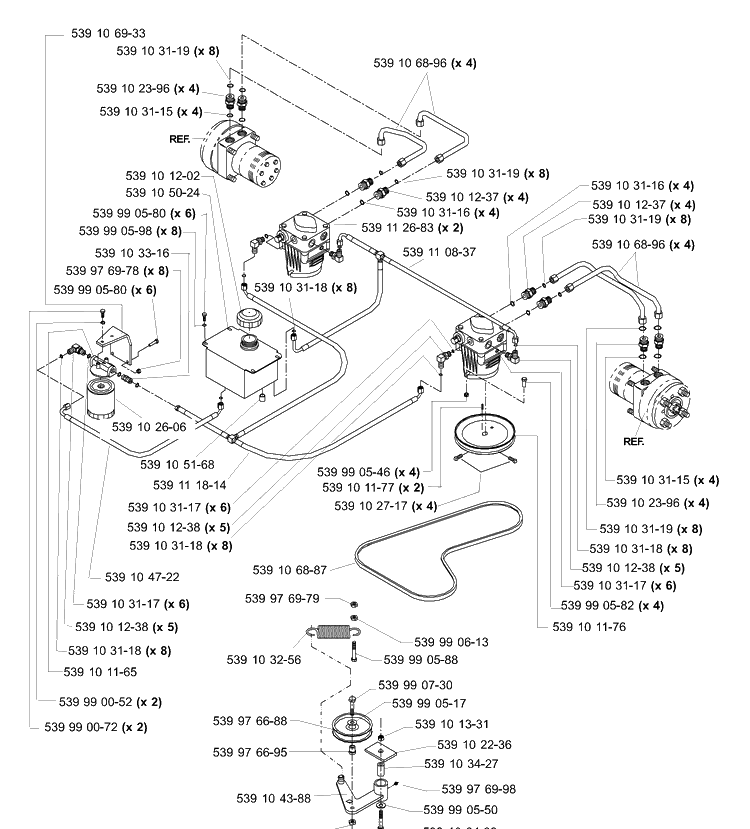 Hydraulic Assembly (Tl) Diagram and Parts List for IZ5225TSPKOA 2006-02 Husqvarna Lawn Mower