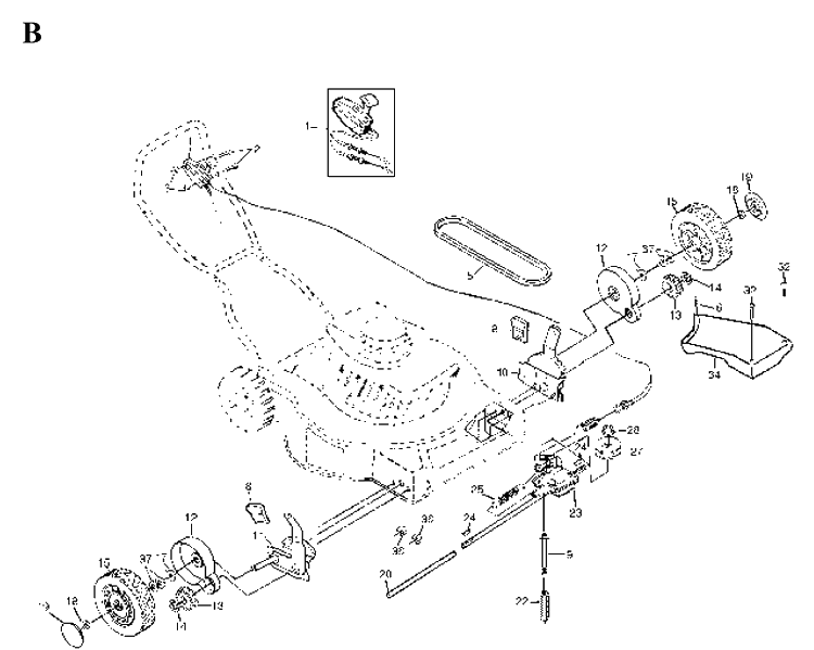Drive 3 Diagram and Parts List for JET55  Husqvarna Lawn Mower
