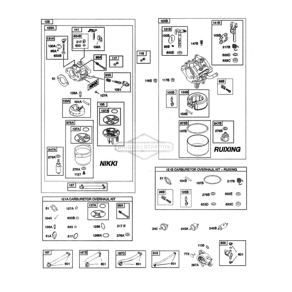 Engine >> Carburetor/Fuel Supply Diagram and Parts List for  Husqvarna Lawn Tractor